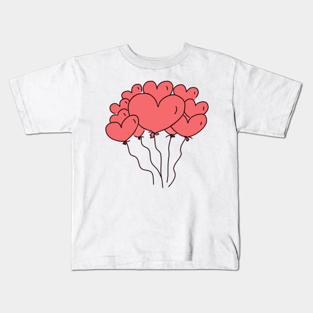 Adorable Heart Balloons Doodle Kids T-Shirt by Korry